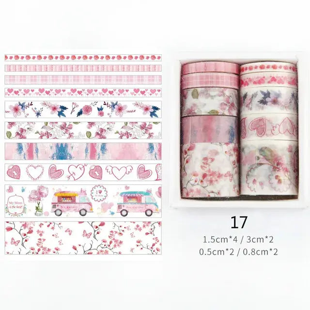 Washi Tape - 11 Designs 10pcs/box Cute Cartoon Animals Scrapbooking DIY Deco Creative Japanese Kawaii Masking Tapes