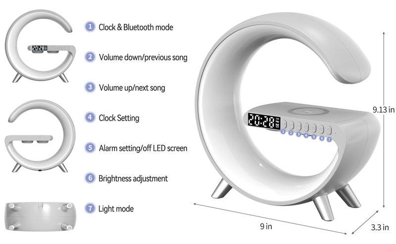 Bluetooth Speaker with Wireless Charger Lamp