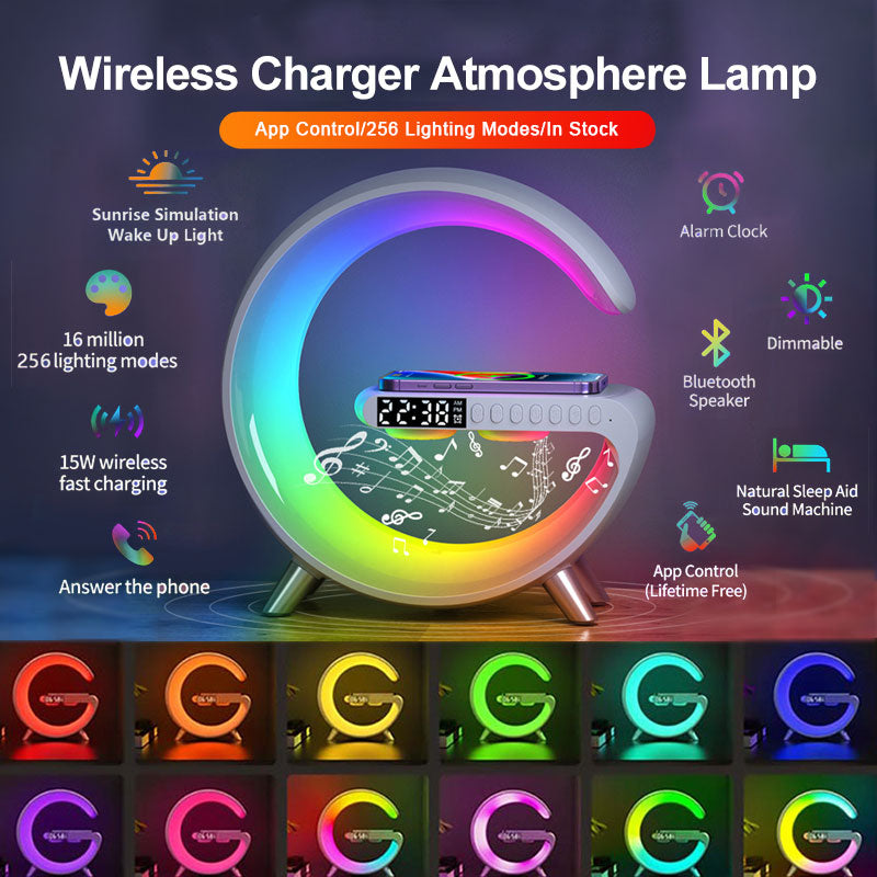 Bluetooth Speaker with Wireless Charger Lamp